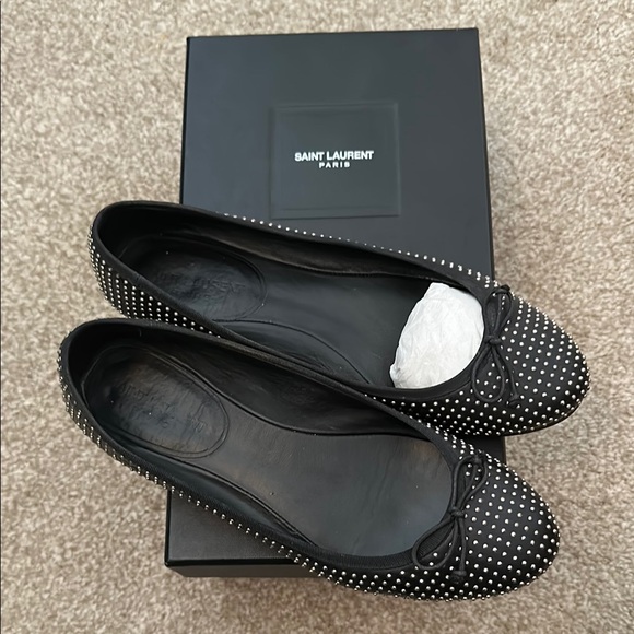 Saint Laurent Black Studded Ballet flats - Picture 1 of 6